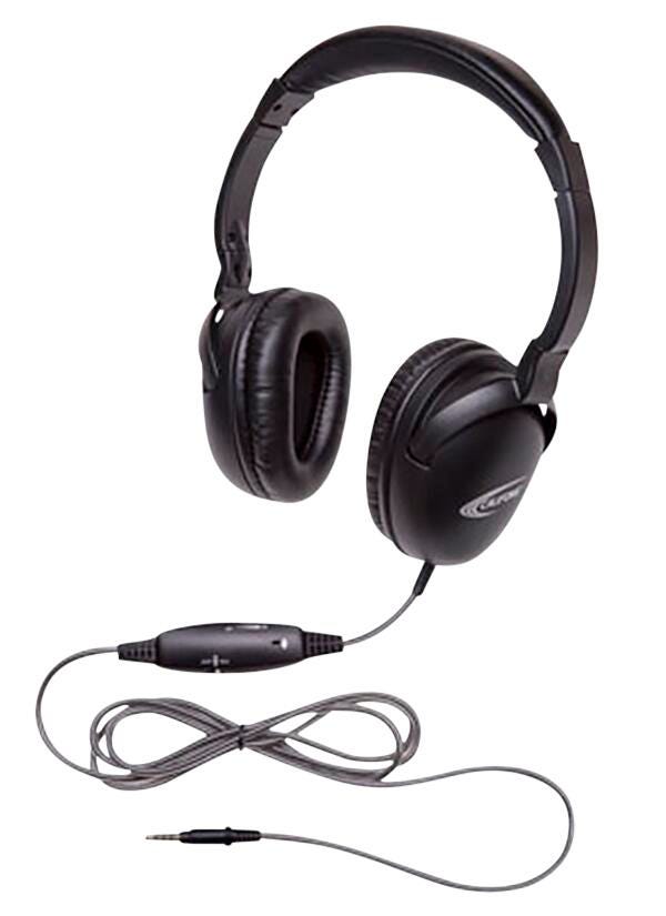 Califone Headset with In-Line Microphone, 3.5mm Plug, Black